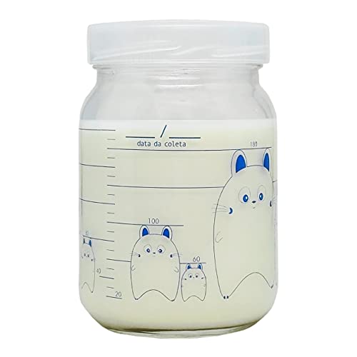Kit 6 Potes Vidro Armazenar Leite Materno Decorados 360 Graduação 200ml