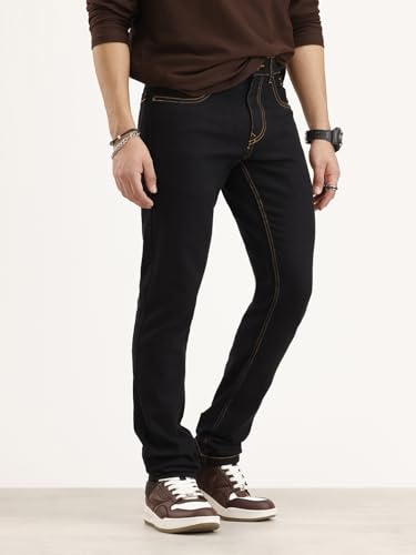 Image of WROGN Men's Cotton Blend Jeans | Solid | Slim Fit