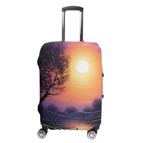 Travel Luggage Cover Protectors Elastic Anti-scratch Suitcase Cover Washable Luggage Sleeve Night Scene Oil Painting Suitcase Cover Protector Fit 18-32 Inch Suitcases Travel Accessories S