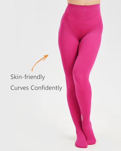 Image of DUCMODA Womens 80 Denier Opaque Tights, Women's Soft Solid Color Footed Pantyhose, High Waist Stocking with 30+ Colors