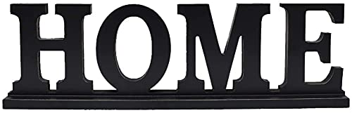 Laygo Shop Rustic Wood Home Sign for Home Decor, Decorative Wooden Cutout Word Decor Freestanding Home Tabletop Decor, Black Home Block Letters Sign Family Mantel Fireplace Decor 16.5"x 5" Inch
