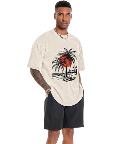 Image of Oversized Tshirts for Men Short Sleeve Vintage Washed Basic Loose Tees 2026
