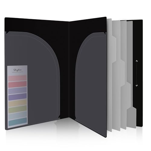 SKYDUE Document Organizer Folio, 5 Pocket Expanding File Folder for Important Papers, Accordion File Organizer for Home, School & Office Black