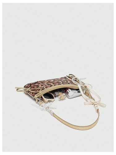 Image of Verdusa Women's Y2K Purse Coquette Bow Tie Vintage Shoulder Bags Lace PU Leather Kawaii Handbag