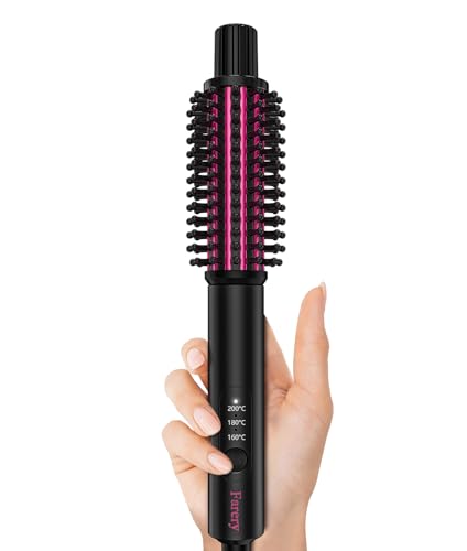 Farery Mini Thermal Brush 3 Temperature Adjustable Small Curling Iron 25MM Non-Blowing Heated Round Brush for Soft Curls Travel Curling Wand Perfect for Short & Medium Hair Dual Voltage