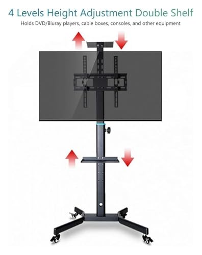 Soporte móvil para TV con ruedas y 2 bandejas miniatura 3