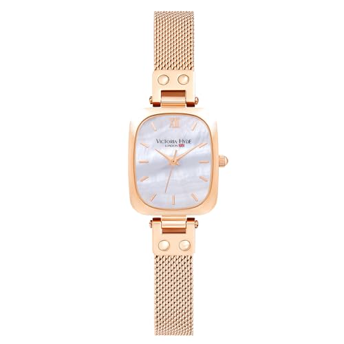 VICTORIA HYDE Dainty Armbanduhr Damen Rechteckige Uhren für Frauen Quarzwerk mit Edelstahl- oder Lederarmband