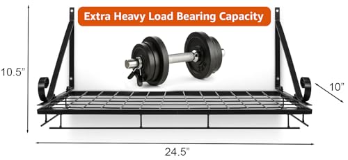 Sorbus POT-WLHNG-BLKA Pots And Pan Rack — Decorative Wall Mounted Storage Hanging Rack — Multipurpose Wrought-Iron Shelf Organizer For Kitchen Cookware, Utensils thumb #1