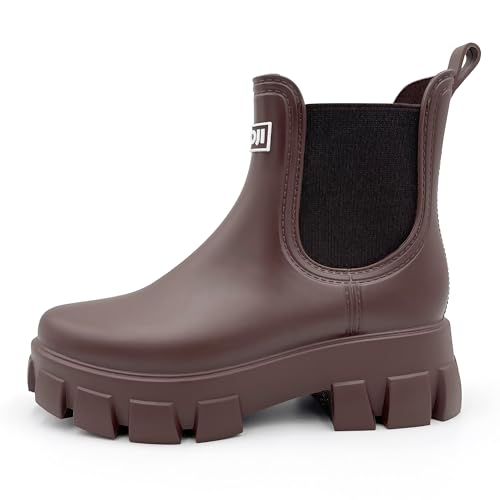 Amoji Unisex Ankle Chelsea Rain Platform Rubber Waterproof Boots 9172