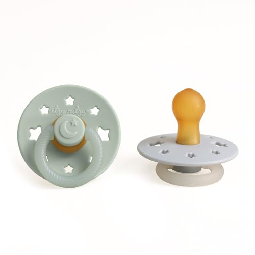 Image of Itzy Ritzy Natural Rubber Pacifiers - Baby Pacifiers with Cherry-Shaped Nipple & Large Air Holes for Added Safety - Set of 2 Glow in The Dark Binkies (Ages 0 - 6 Months)