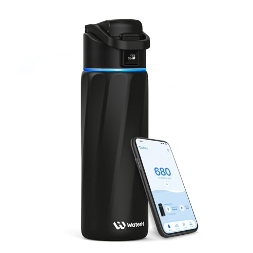 WATERH Boost Smart butelka na wodę, 680 ml, ze stali nierdzewnej, izolowana próżniowo, szeroki otwór, butelka z aplikacją, idealna do osobistego nawodnienia, aktywności na świeżym powietrzu, prezent
