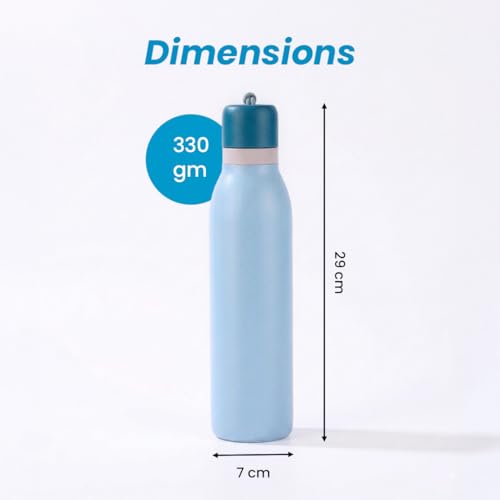 Image of HomeEssentials 700ml Stainless Steel Water Bottle: 3-Layer Insulated Hot & Cold Flask - Leakproof Design - Premium Sports Bottle for School, Office & Home - Sleek Durable Hydration (Blue)