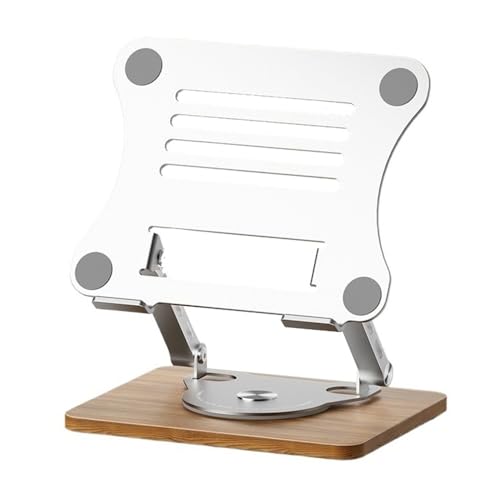 Soporte para portátil de escritorio con base de madera para teletrabajo y oficina en plata