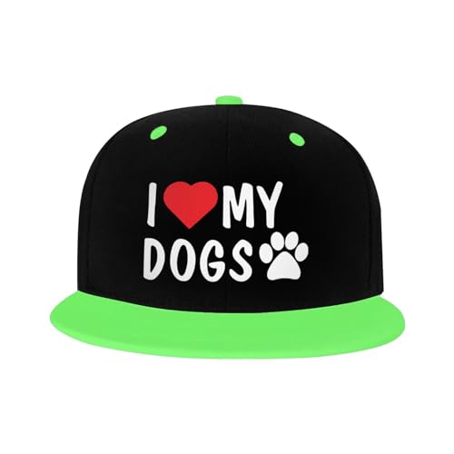 I Love My Dog Paw Flat Brim Hat Kids Fashion Hip Hop Style Contrast Color Snapback Hat Red3
