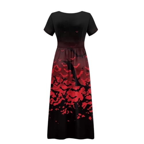 Image of Women's Fall Summer Short Sleeve Ankle Length V-Neck Party Dress with Pockets Size S-3XL