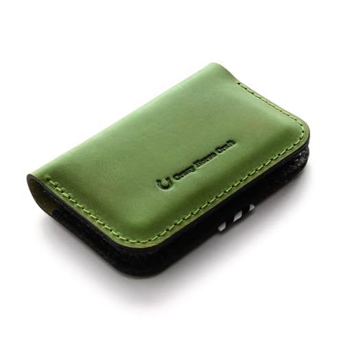 Crazy Horse Craft, Leder Kartenetui Herren, Slim Wallet Minimalist Card Holder, Kreditkartenetui Portemonnaie, Handmade Italian Leather Case, Alpine Green