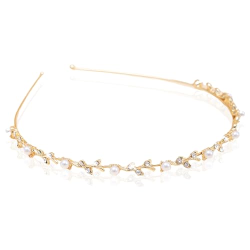 Dcsfadq Braut Haarschmuck, Gold Kopfschmuck Glänzende Kristall Bride Haarreif, Kommunion Mädchen Kranz, Eleganter Frauen Diadem Für Hochzeit