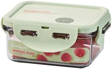 Lock & Lock Bisfree Pure Airtight Food Storage Container 180ML | Leakproof & BPA-Free Plastic Box | Kitchen Organizer for Snacks, Spices, Fruits & Meal Portions – Light Green