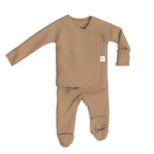 Image of Bonsie Skin to Skin Babywear Footie - Brown Baby Footed Bodysuit - Mocha