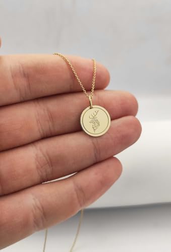 Collier pendentif cerf argent sterling plaqué or chaîne 45cm - 3
