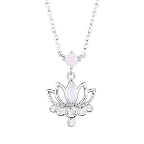 Image of 925 Sterling Silver Lotus Necklace For Women - 14K Gold Filled Lotus Flower Original Pendant Necklaces Lotus Leaf Necklace, Lotus Flower Pendant Necklace, Lotus Flower Necklace