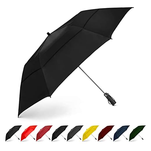 EEZ-Y Travel Umbrellas for Rain - Wind Resistant w/Open Close Button - Black