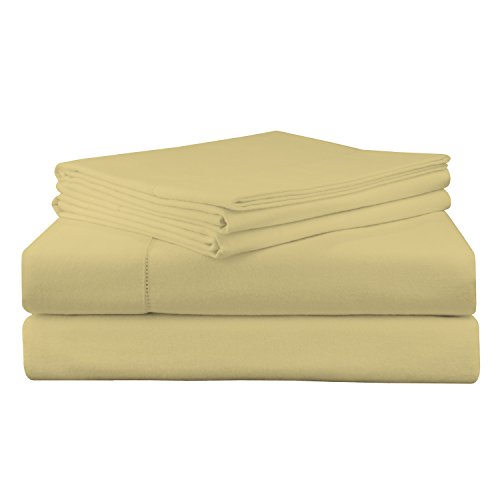 Pointehaven 200 GSM Flannel Sheet Set, Queen, Solid, Straw