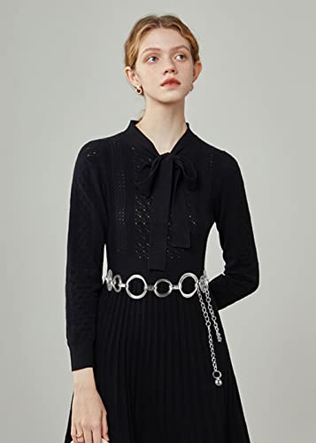 Goclothod Womens Metal Chain Dress Belt Skinny Waist Belt Golden Silver Waistband3