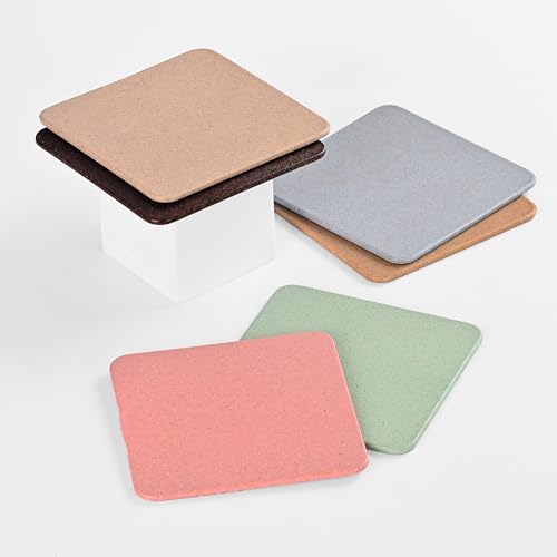 Image of Eha Earth Friendly Tea Coasters Set of 6|Coasters for Dining Table for Hot Pots|Coaster Made with Bamboo Fibers & Rice Husk |for Tea Cups, Coffee Mugs and Glasses | Multicolor