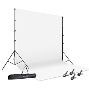 Photo Video Studio 12 x10ft 100% Muslin White Backdrop with 10 x 8.5ft Stand Photography Background Support System Kit,Clamp, Carry Bag