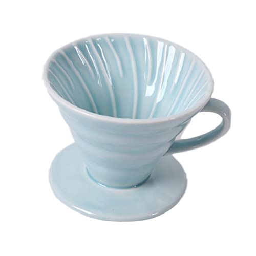SOESFOUFU Handmade Ceramic Coffee Filter Cup Cone Shaped Dripper for Drip Coffee Maker Reusable Sky Blue