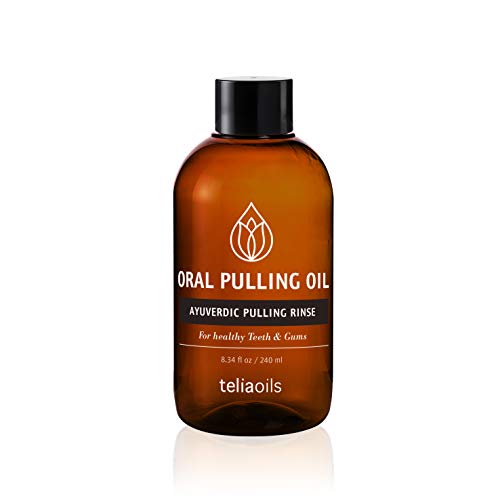 Teliaoils Coconut Pulling Oil (8.34 fl oz / 240 ml) for Mouth, Gums, Tooth â€“ Ayurvedic Dental Mouthwash for Oral Health, Detoxification, Bad Breath â€“ Whitens Teeth & Freshens Breath â€“ Mint Flavor