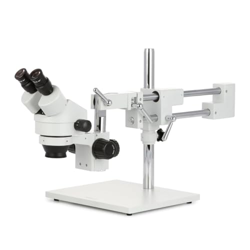 AmScope - Microscope binoculaire à zoom stéréo 7X-45X avec support de flèche à double bras, oculaire WF10X - SM-4B