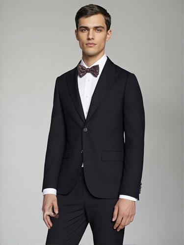 Classic Men's Two-Piece Suit, Black, 2-Button Blazer with Notch Lapel and Flat Front Pants3