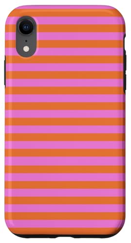 Orange and Pink Stripes Geometric Horizontal Lines Pattern X}zP[X iPhone XR p
