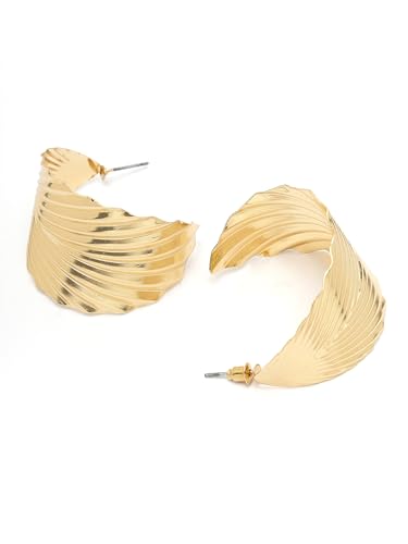 Image of Bohey by KARATCART Gold-Toned Classic Half Hoop Earrings for Women