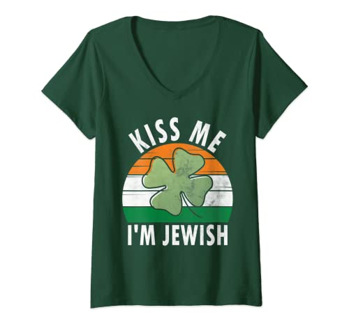 Mujer Kiss Me I'm Jewish Shirt Funny Saint Patricks Day Gift Camiseta Cuello V