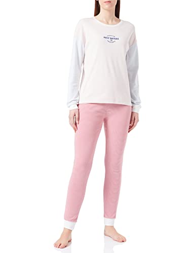 Petit Bateau Damen Pyjama, Weiss Marshmallow / Mehrfarbig, XS