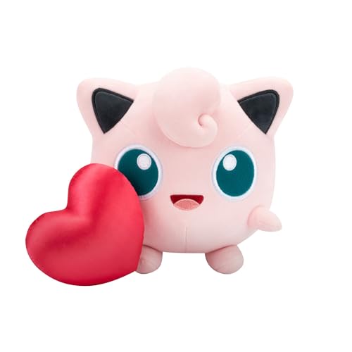 Pokemon Jigglypuff Plush with Heart - 8-Inch Holiday Jigglypuff Plush with Unique Accessory