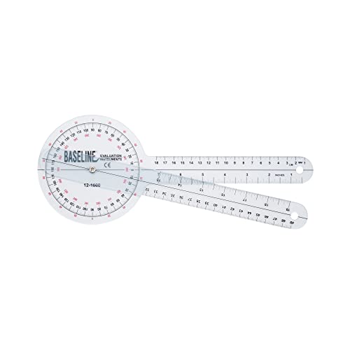 Baseline Kunststoff-Goniometer – HiRes 360° Messkopf mit 30,5 cm Armen zur Bewegungsumfangmessung (ROM)