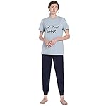 Pyqian Pijama Mujer Algodon,Cómodo Conjunto Pijama Mujer Sexy Mangas Corto Pantalone Largo Ropa de Dormir Set