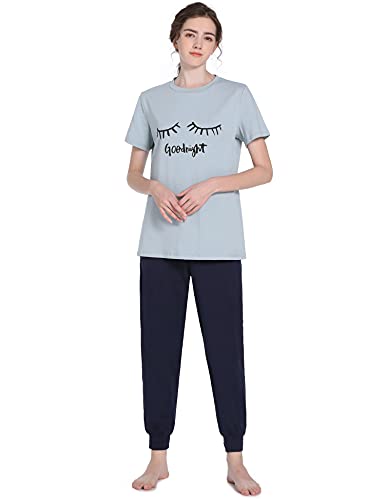 Pyqian-Pijama-Mujer-AlgodonComodo-Conjunto-Pijama-Mujer-Sexy-Mangas-Corto-Pantalone-Largo-Ropa-de-Dormir-Set Pyqian-Pijama-Mujer-AlgodonComodo-Conjunto-Pijama-Mujer-Sexy-Mangas-Corto-Pantalone-Largo-Ropa-de-Dormir-Set