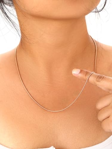 FOCALOOK Snake Chain Necklace, 1.2MM Thin Silver Chains for Women, 14K Gold Plated Stainless Steel Chain Necklace for Pendant 18 20 22 24 26 28 30Inch2
