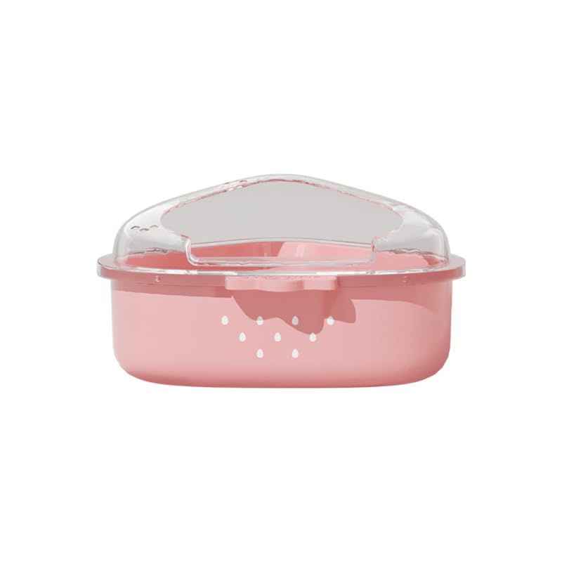 BUCATSTATE Hamster Sand Bath Kit Hamster Sand Bath Container Ultra Large Transparent Toilet for Syrian Hamsters Accessory for Small Animals(Pink Strawberry)