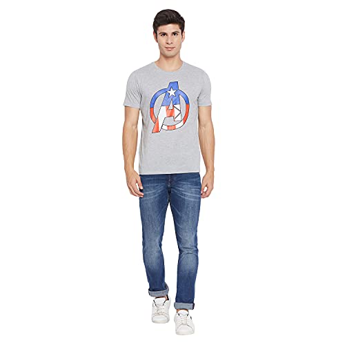 Image of Marvel Men Round Neck Short Sleeves Knitted T-Shirt