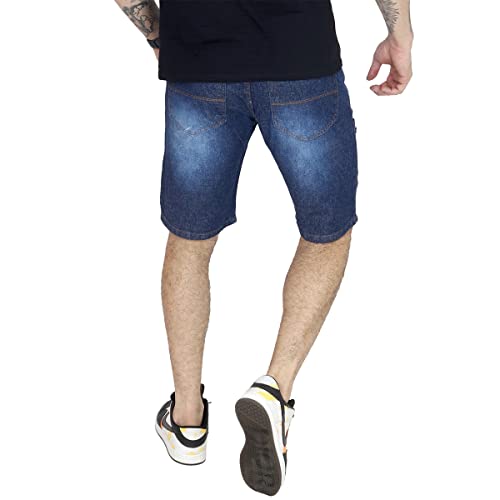 Kit 3 Bermudas Jeans Destroyed (Médio Marmorizado - Claro - Escura, 44)