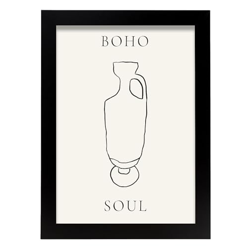 Nacnic Vaso del pavimento Foglia. In Vasi spirituali Manifesto. Dipinti decorativi estetici per il tuo soggiorno, camera da letto, casa Dimensioni A4 con cornici nere