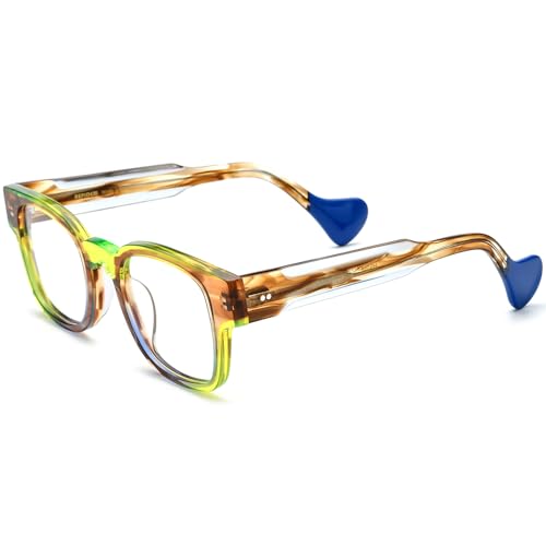 Image of HEPIDEM Multicolor Acetate Glasses Frame Women Oversize Vintage Round Eyeglasses Optical Spectacles 9271