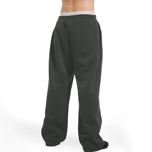 Men's Baggy Sweatpants Fleece Straight Leg Casual Sweat Pants Drawstring Athletic Workout Gym Jogger with Pockets3