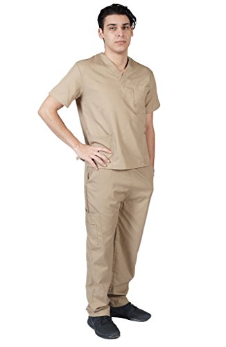 M&M SCRUBS Men Scrub Set Medical Scrub Top and Pants M Khaki M&M SCRUBS Men Scrub Set Medical Scrub Top and Pants M Khaki